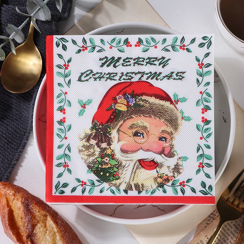Painted Christmas Spot New Disposable Printed Napkin Facial Tissue Handkerchief Paper Party Tissue - Image 3