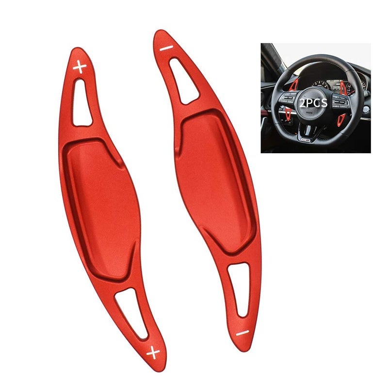 SANRILY Red Steering Wheel Shift Paddle Shifter Extension for Kia Stinger CK K8 2018-2020 Replacement Kit CNC Billet Aluminum Sport Shift Paddles Shifters - Image 2