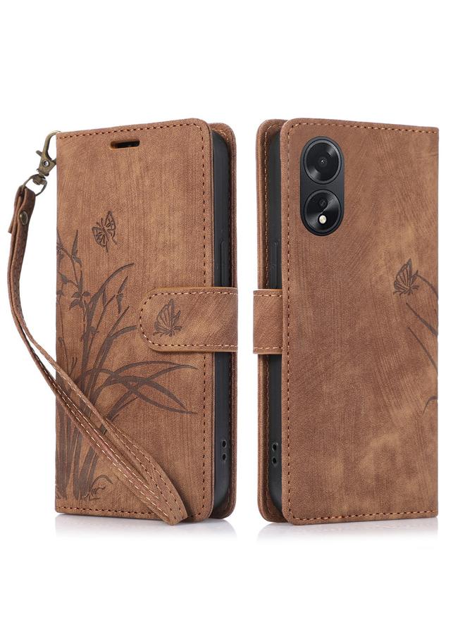 S-TOP Case For OPPO A98 5G Orchid Butterfly Embossed Leather Phone Case - Image 1