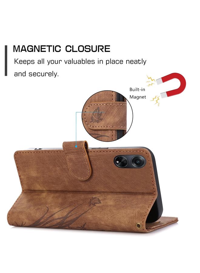 S-TOP Case For OPPO A98 5G Orchid Butterfly Embossed Leather Phone Case - Image 5