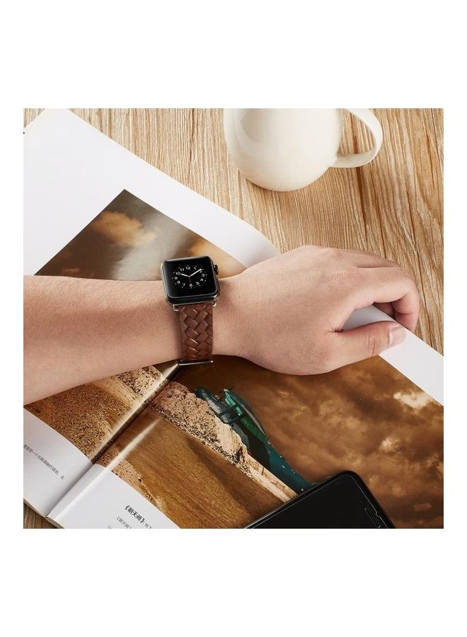 NIBEMINENT Replacement Watchband For Apple Watch Series 5 & 4 44mm Dark Brown  - Image 5