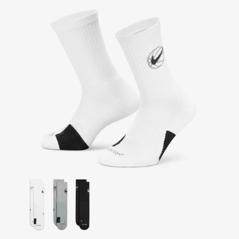 نايكي ايفريداي كرو جوارب كرة السلة (3 أزواج)
