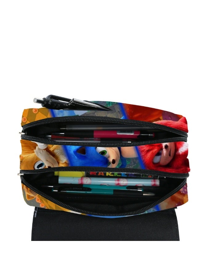 general Sonic double-layer pencil case pencil case stationery box for primary and middle school students - Image 3