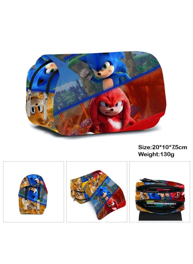 general Sonic double-layer pencil case pencil case stationery box for primary and middle school students - Image 4