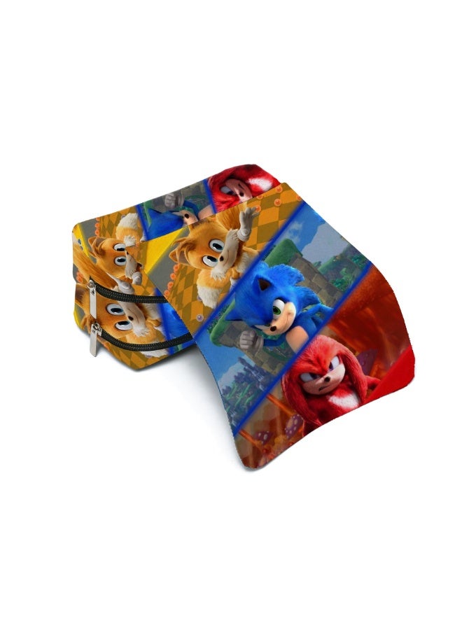 general Sonic double-layer pencil case pencil case stationery box for primary and middle school students - Image 2