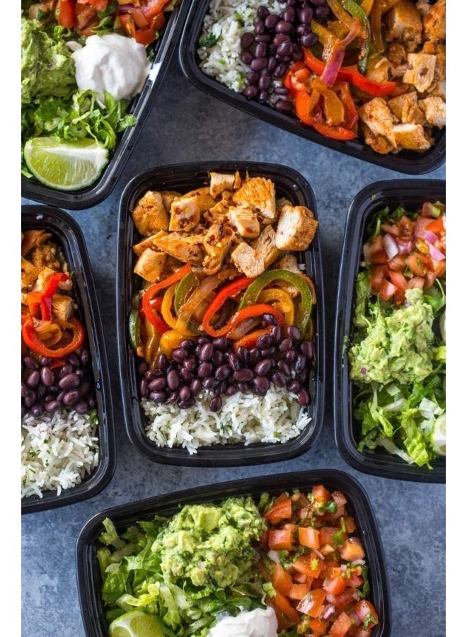 ALSAQER [10 Pack] Compartment Black Base with Lids Food Storage Container(28 oz) RE 28 | Disposable Food Container | Meal Preparation Containers | Lunch Boxes Microwave | Freezer Safe (1 - Compartment)  - Image 5
