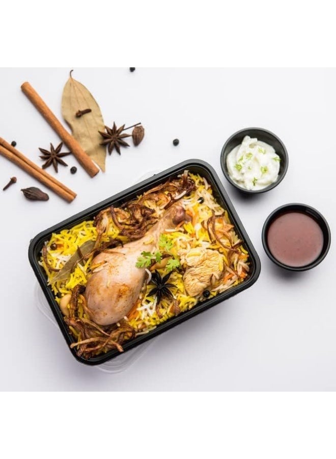 ALSAQER [10 Pack] Compartment Black Base with Lids Food Storage Container(28 oz) RE 28 | Disposable Food Container | Meal Preparation Containers | Lunch Boxes Microwave | Freezer Safe (1 - Compartment)  - Image 4