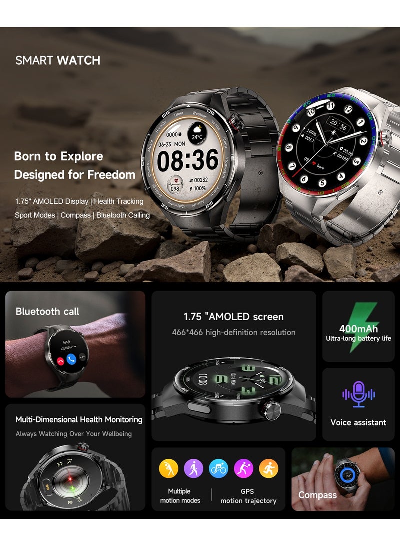 RollsTimi  Men's Smart Watches Help Outdoor Sports Health Monitoring Bluetooth Call 1.75"AMOLED Screen 400mAh Long Battery Life - Image 4