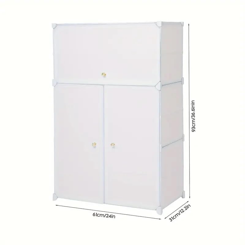 KEEKOS Shoe Rack Multipurpose 5 Shelves Shoe Rack with Zip Door Cover & Side Pockets, Multiuse Wide Shelve,Rack for Footwear, Toys, Clothes (Milky White, 6-Layer) - Image 5