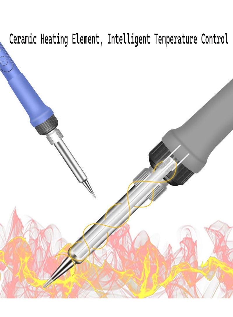 AIUZITIME 10 Packs Soldering Iron Kit, 90W Soldering Iron Pen with Adjustable Temperature, LED Display, ON/OFF Switch, 5 Tips, Solder Wire, Stand, Paste, Tweezer - Image 5
