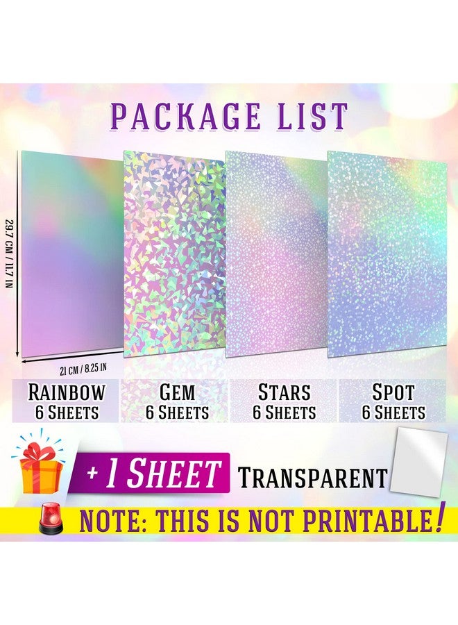 KOALA PAPER Koala Holographic Laminate Sheets A4 Clear Holographic Sticker Paper 25 Sheets Self Adhesive Transparent Waterproof Holographic Overlay For Sticker Paper Gem Dot Rainbow Star Patterns - Image 2
