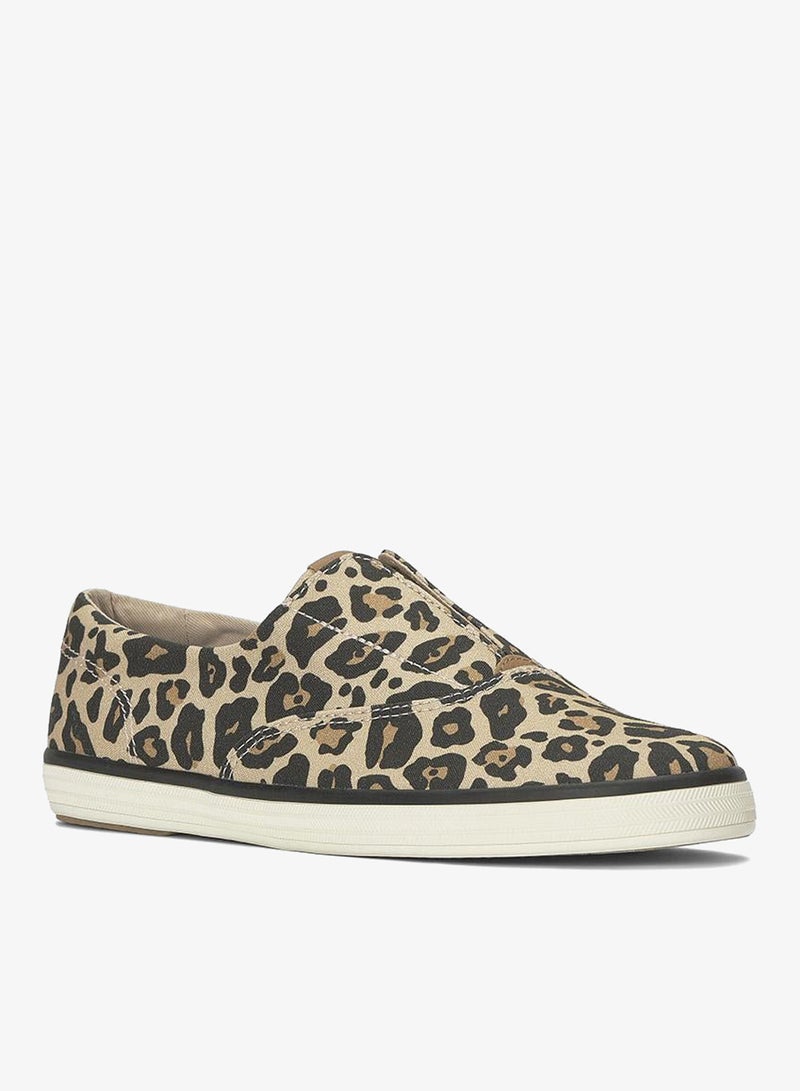 Keds Women's Champion Canvas Slip-On Sneaker – All-Over Print, Vulcanized Casual Shoe Tan - Image 2