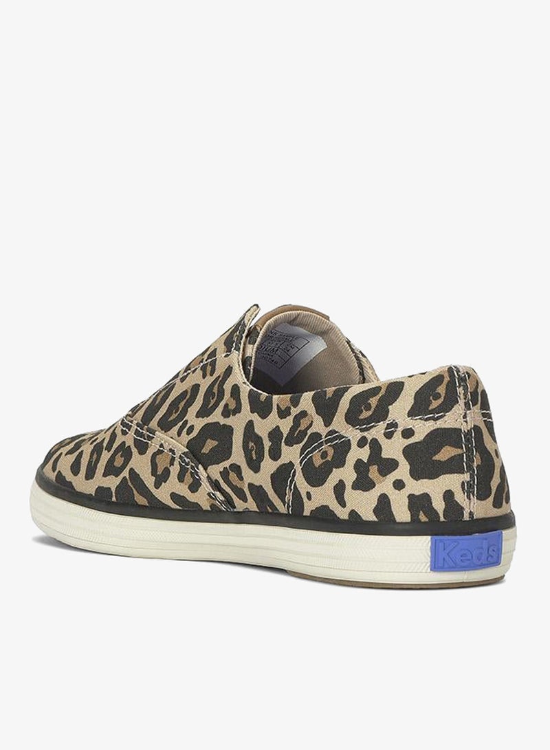 Keds Women's Champion Canvas Slip-On Sneaker – All-Over Print, Vulcanized Casual Shoe Tan - Image 4