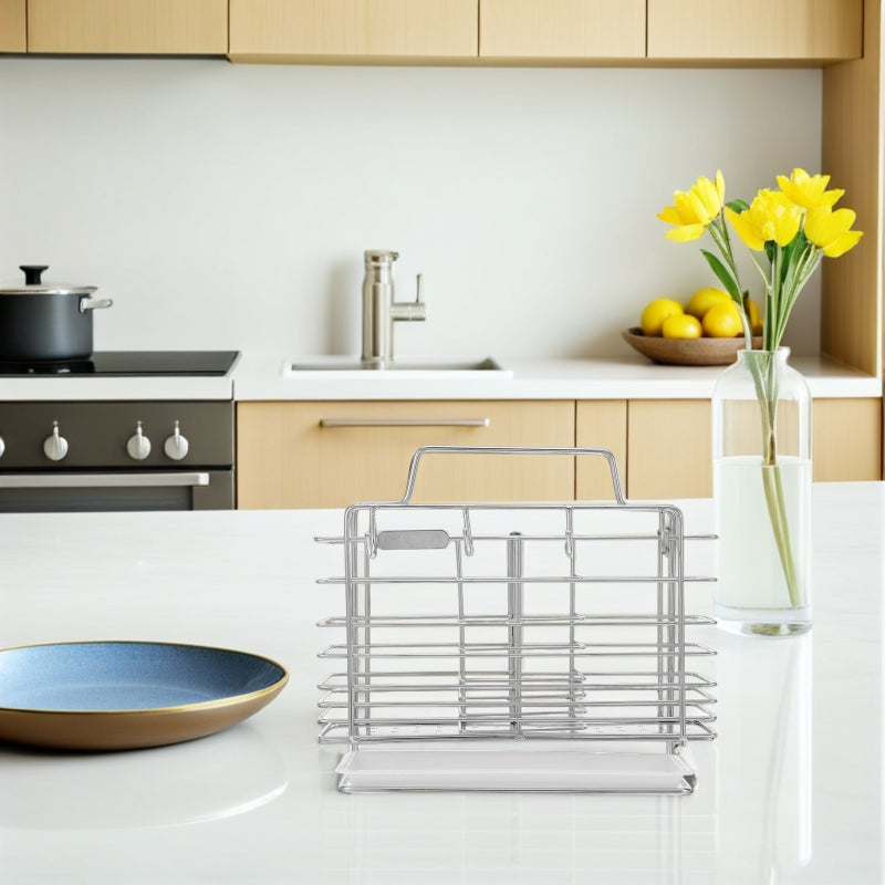 Stainless Steel Utensil Drying Holder For Kitchen Countertop Chopsticks Storage Rack Cutlery Organizer Space Saving Silverware Organizer - Image 3