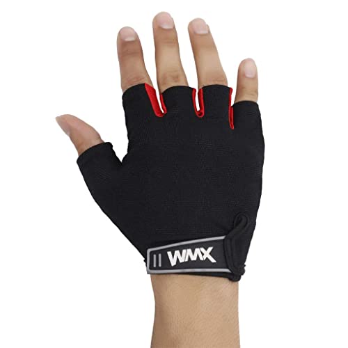 WMX Unisex Leather Gym Gloves | for Professional Weightlifting, Fitness Training and Workout | with Half-Finger Length, Wrist Wrap for Protection (Roller PAD, M) - Image 4