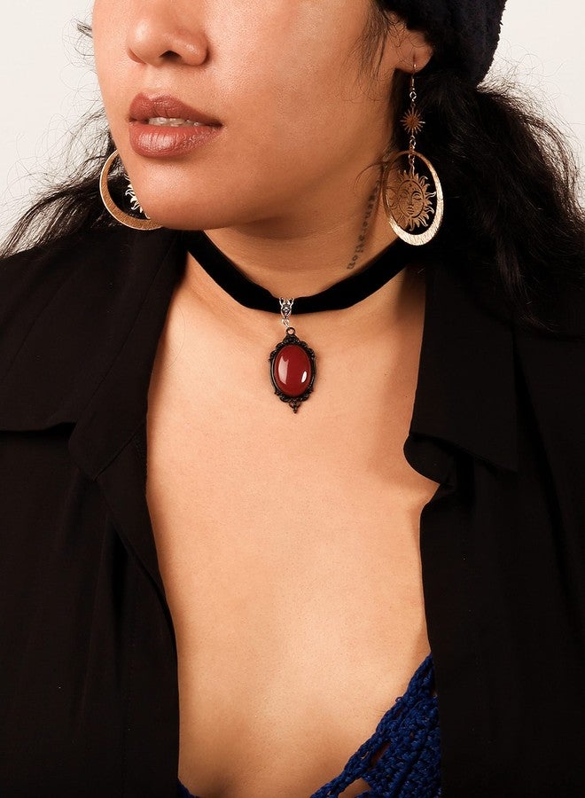 Sacina Gothic Black Victorian Velvet Choker, Red Choker, Gothic Goth Vintage Necklace, Halloween Christmas Jewelry Gift For Women - Image 2