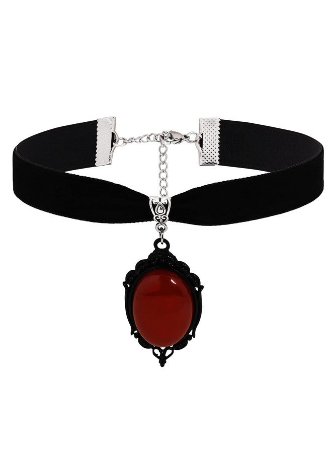 Sacina Gothic Black Victorian Velvet Choker, Red Choker, Gothic Goth Vintage Necklace, Halloween Christmas Jewelry Gift For Women - Image 1