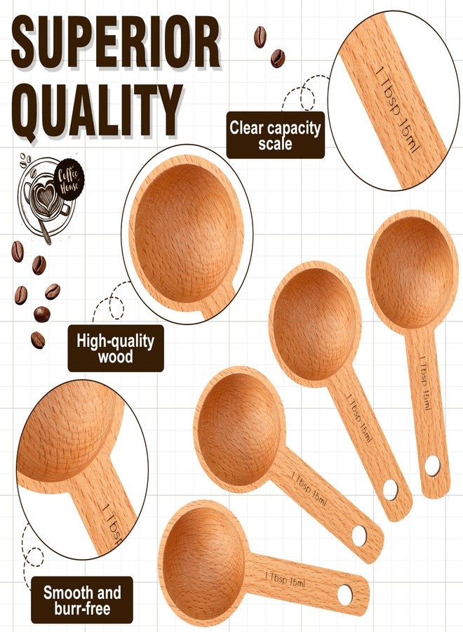 Sawysine 4 Pieces Wooden Scoops for Canisters,15ml Coffee Measure Scoop in Beech Wooden Tablespoon for Measuring Ground Coffee Beans, Tea, Sugar, Jars Home Kitchen Accessories - Image 3
