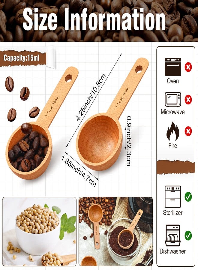 Sawysine 4 Pieces Wooden Scoops for Canisters,15ml Coffee Measure Scoop in Beech Wooden Tablespoon for Measuring Ground Coffee Beans, Tea, Sugar, Jars Home Kitchen Accessories - Image 2