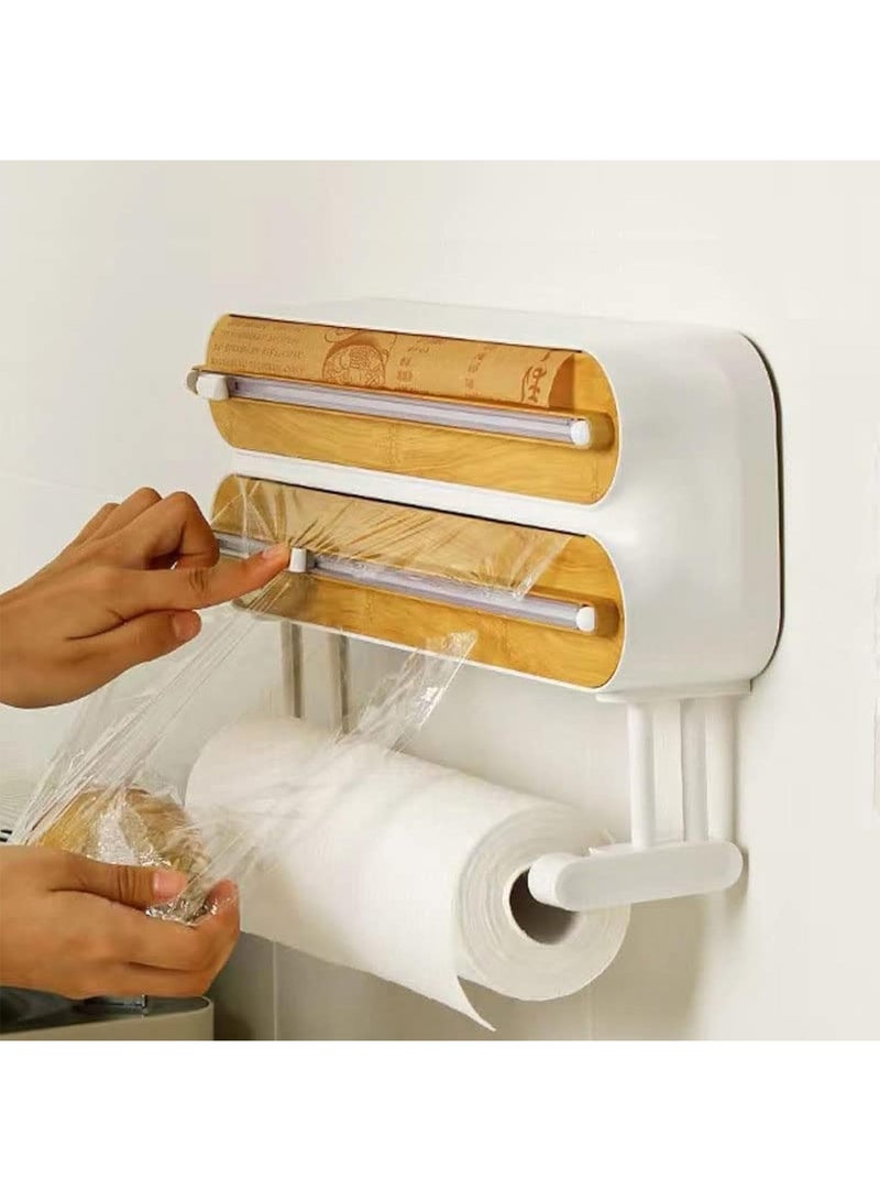 GT-Wheel 3 in 1 Food Wrap Cutter Magnetic Reusable Tin Aluminum Foil Dispenser wall mounted - Image 1