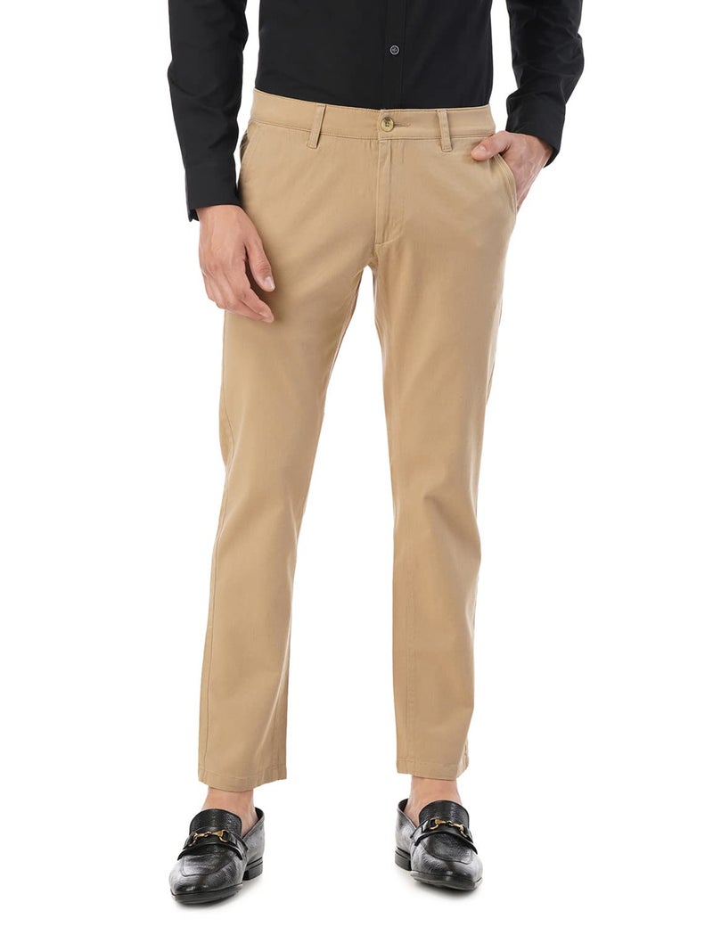 FYLTR Men's Straight Fit Stretch Cotton Khaki Trousers with Elasticated Waistband -Soft Handfeel (Golden Mirage, 32) - Image 1
