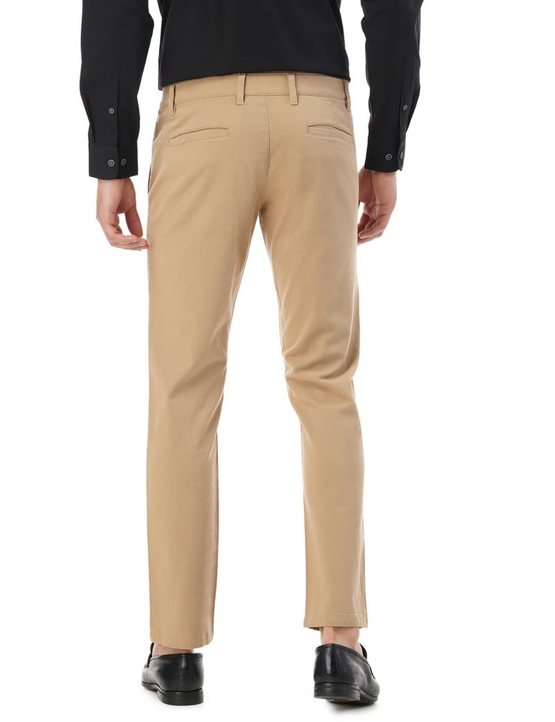 FYLTR Men's Straight Fit Stretch Cotton Khaki Trousers with Elasticated Waistband -Soft Handfeel (Golden Mirage, 32) - Image 2