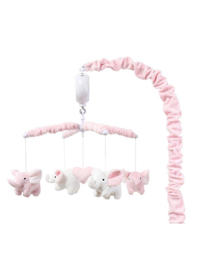 The Peanut Shell موبايل سرير الأطفال من بي نات شيل للفتيات - موبايل سرير أطفال موسيقي وردي ناعم مع 12 لحن مهدئ، زينة غرفة أطفال فيل وردي لطيف - Image 1