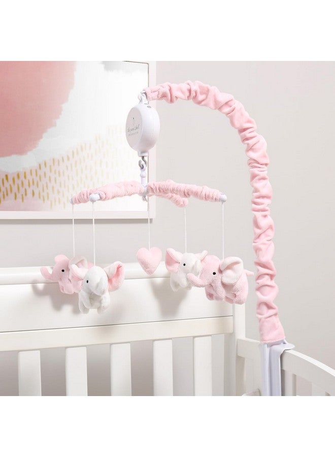 The Peanut Shell موبايل سرير الأطفال من بي نات شيل للفتيات - موبايل سرير أطفال موسيقي وردي ناعم مع 12 لحن مهدئ، زينة غرفة أطفال فيل وردي لطيف - Image 5