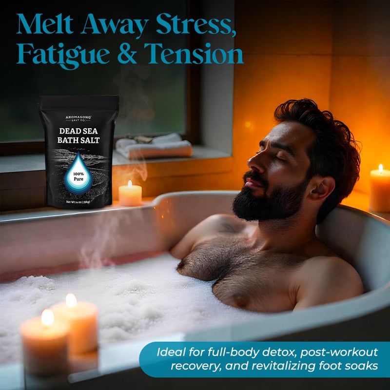 Aromasong Dead Sea Salt Bath Soak 14 OZ Pack â€“ 100% Natural Dead Sea Salts for Soaking, Relaxation, and Detoxification of Skin, Dead Sea Salts for Bath to Rejuvenate and Refresh- Resealable Pack - Image 3