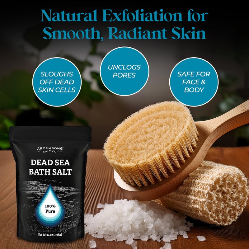 Aromasong Dead Sea Salt Bath Soak 14 OZ Pack â€“ 100% Natural Dead Sea Salts for Soaking, Relaxation, and Detoxification of Skin, Dead Sea Salts for Bath to Rejuvenate and Refresh- Resealable Pack - Image 5