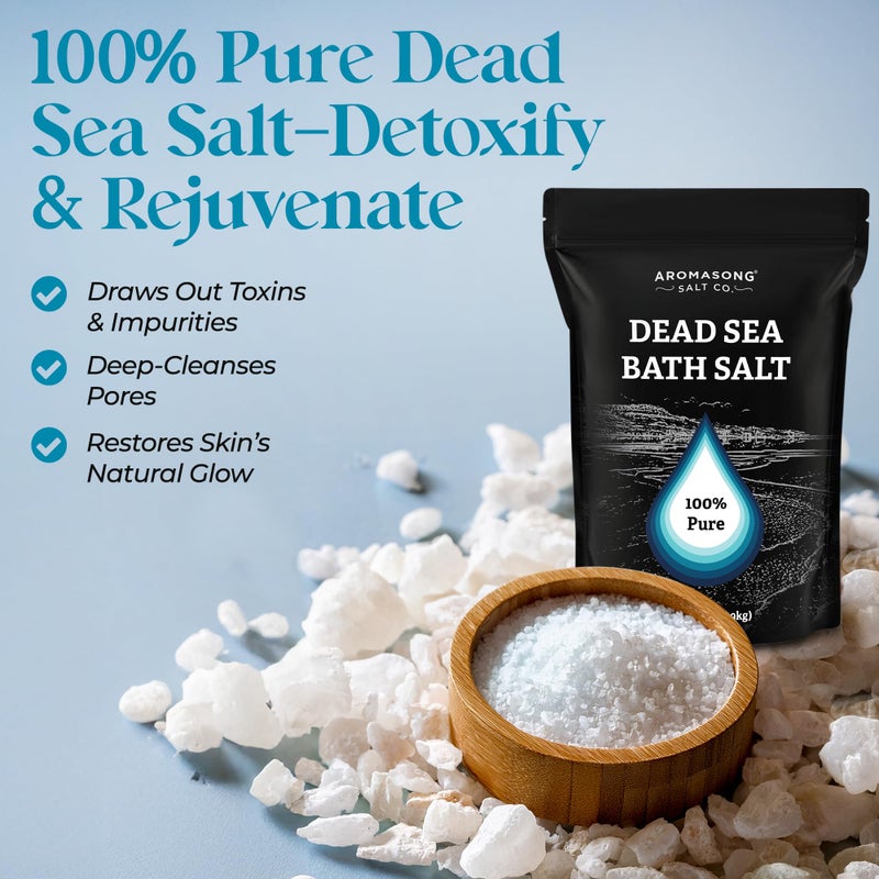 Aromasong Dead Sea Salt Bath Soak 14 OZ Pack â€“ 100% Natural Dead Sea Salts for Soaking, Relaxation, and Detoxification of Skin, Dead Sea Salts for Bath to Rejuvenate and Refresh- Resealable Pack - Image 2