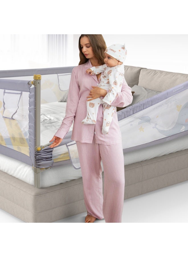 FUN MOMENT Folding Baby Bed Rail ,Safety Bed Guardrail Adjustable Height 1.8m - Image 4