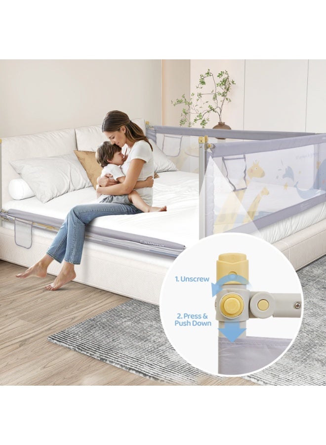 FUN MOMENT Folding Baby Bed Rail ,Safety Bed Guardrail Adjustable Height 1.8m - Image 3
