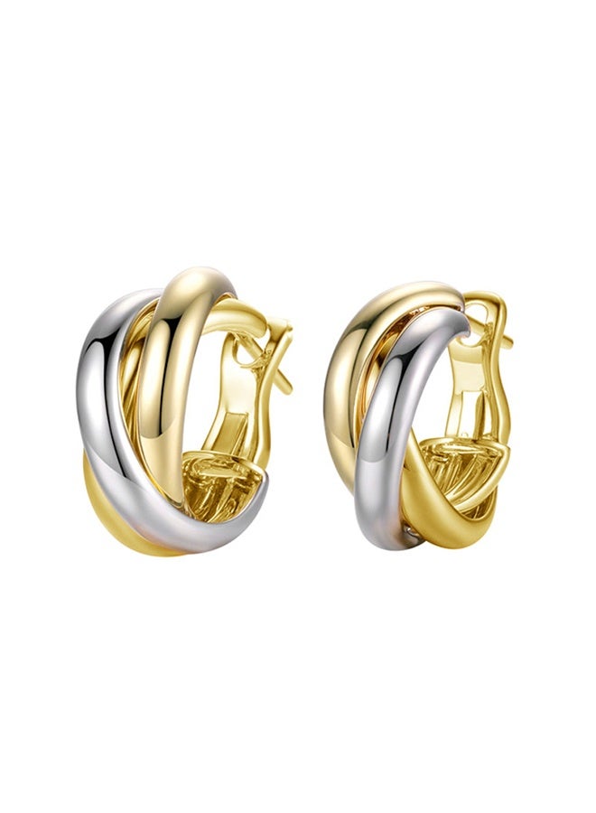 جيفت زوج من الأقراط اللامعة الأنيقة والرقيقة ثنائية اللون، أقراط فاخرة خفيفة للنساء، تُقدم كهدية لصديقاتكِ. - Image 1