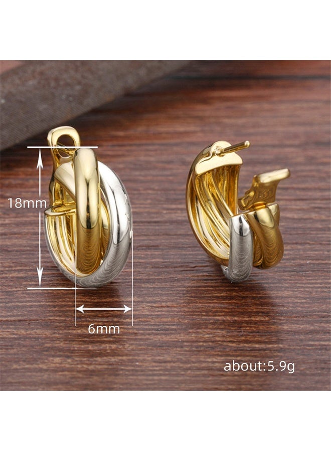 جيفت زوج من الأقراط اللامعة الأنيقة والرقيقة ثنائية اللون، أقراط فاخرة خفيفة للنساء، تُقدم كهدية لصديقاتكِ. - Image 5