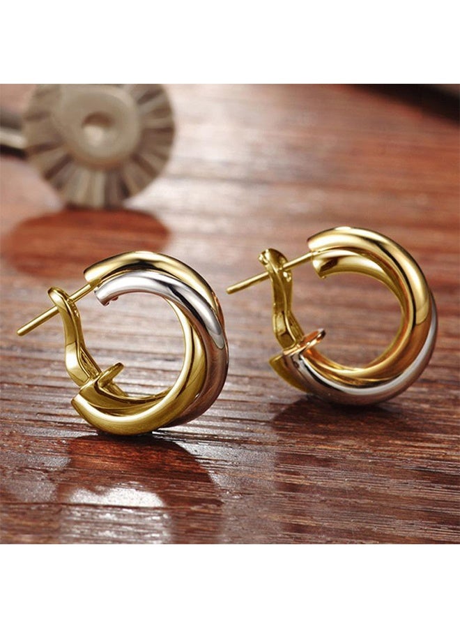 جيفت زوج من الأقراط اللامعة الأنيقة والرقيقة ثنائية اللون، أقراط فاخرة خفيفة للنساء، تُقدم كهدية لصديقاتكِ. - Image 4