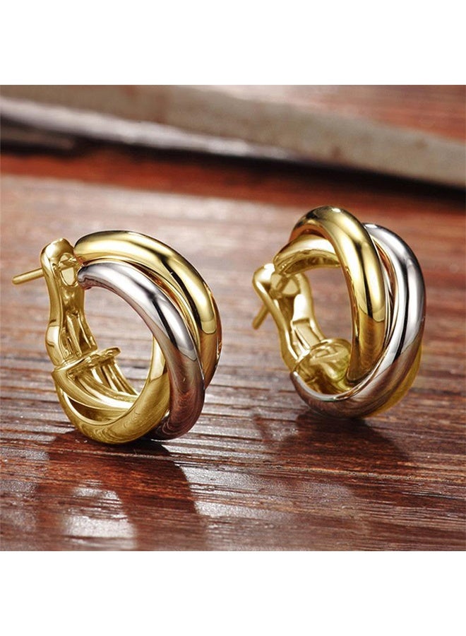 جيفت زوج من الأقراط اللامعة الأنيقة والرقيقة ثنائية اللون، أقراط فاخرة خفيفة للنساء، تُقدم كهدية لصديقاتكِ. - Image 3