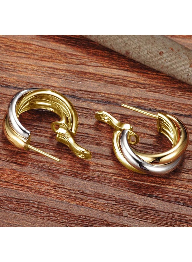 جيفت زوج من الأقراط اللامعة الأنيقة والرقيقة ثنائية اللون، أقراط فاخرة خفيفة للنساء، تُقدم كهدية لصديقاتكِ. - Image 2