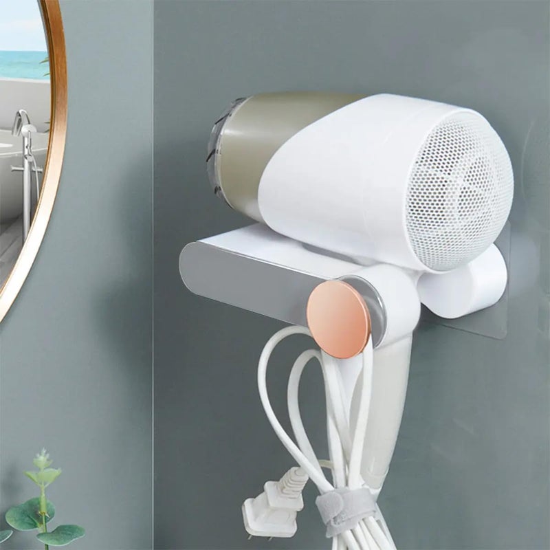 Evona Magic Sticker Self Adhesive Wall Mounted Hair Dryer Holder Punch-free Blow Dryer Holder Rack Plastic Hair Dryer Stand Hair Straightener Stand for Bathroom (Grey) - Image 5