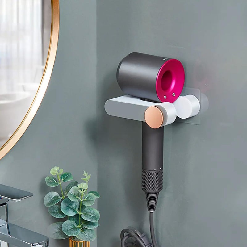 Evona Magic Sticker Self Adhesive Wall Mounted Hair Dryer Holder Punch-free Blow Dryer Holder Rack Plastic Hair Dryer Stand Hair Straightener Stand for Bathroom (Grey) - Image 3