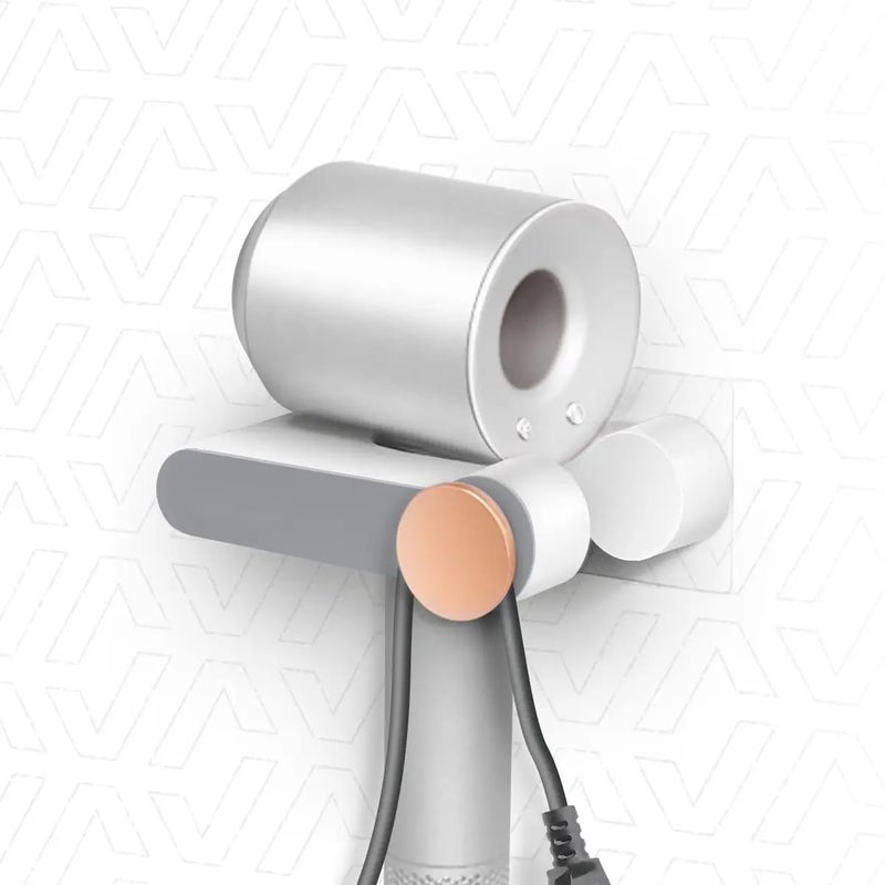 Evona Magic Sticker Self Adhesive Wall Mounted Hair Dryer Holder Punch-free Blow Dryer Holder Rack Plastic Hair Dryer Stand Hair Straightener Stand for Bathroom (Grey) - Image 1