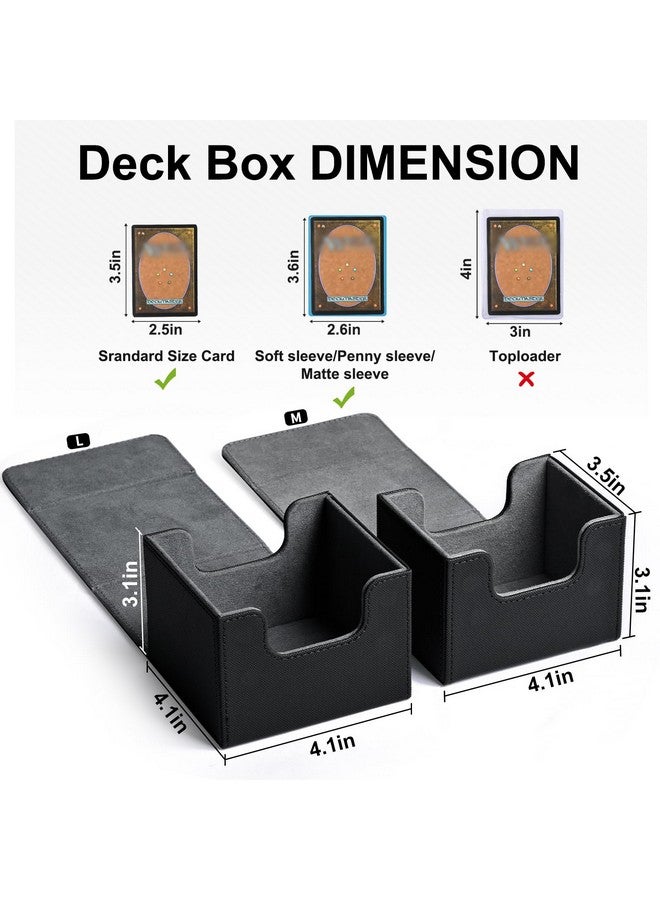 ZLCA Card Deck Box For Trading Cards, Mtg Commander Deck Box Holds 120+ Single Sleeved Cards, Leather Magnetic Card Storage Box Fits For Tcg Ccg Magic Cards (Black) - Image 2