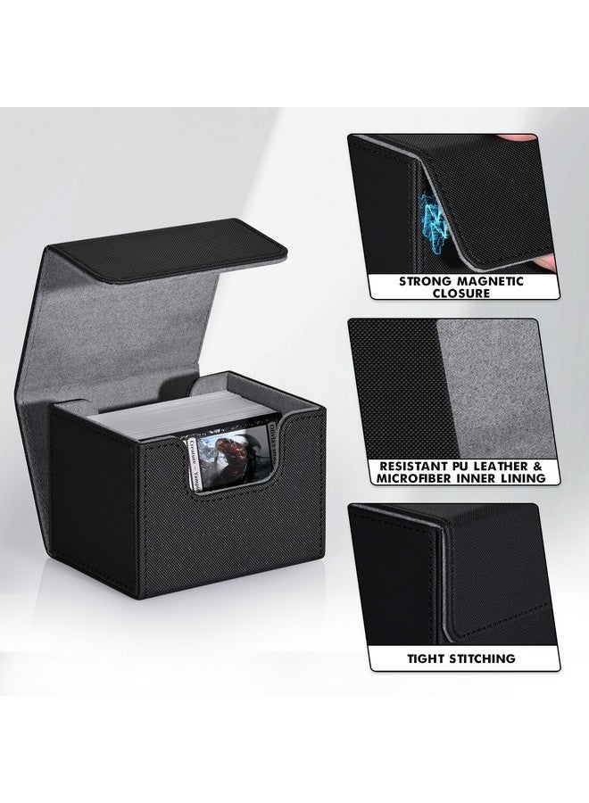 ZLCA Card Deck Box For Trading Cards, Mtg Commander Deck Box Holds 120+ Single Sleeved Cards, Leather Magnetic Card Storage Box Fits For Tcg Ccg Magic Cards (Black) - Image 3