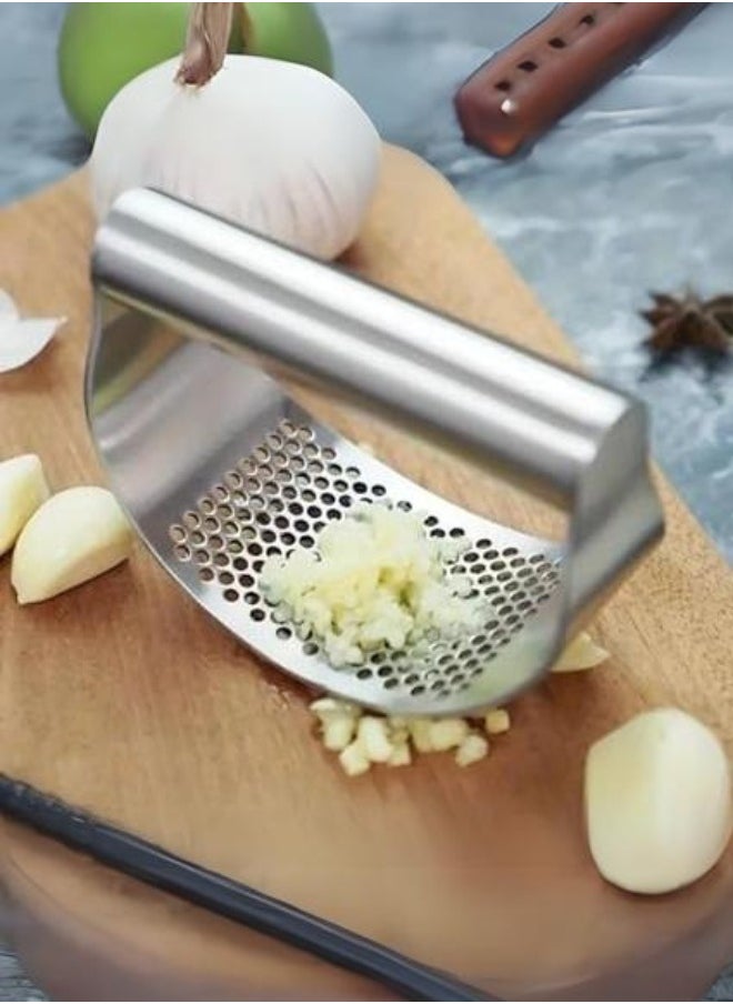 Lukadah - Garlic and Ginger Crusher, Mincer, Stainless Steel, Professional Food Prep Grade, Rust Proof, Easy Clean, Squeezer and Peeler Kitchen Tool Set – Easy to Use by LUKADAH - Image 1