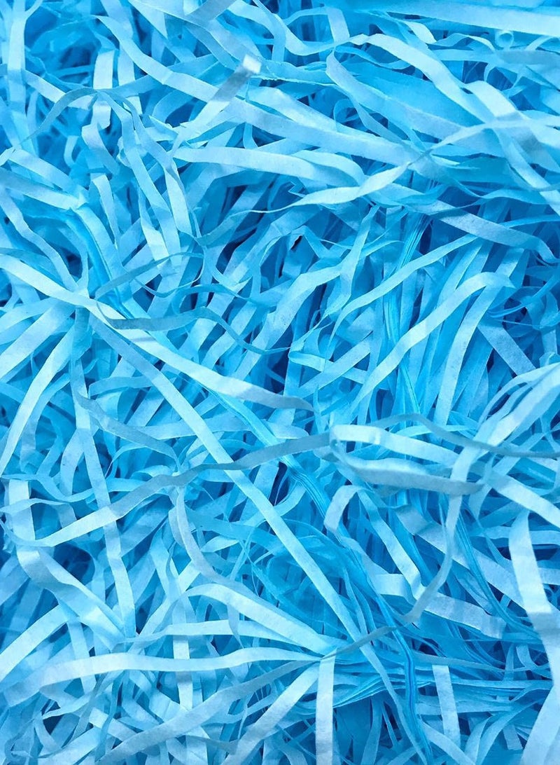 Blue Shredded Paper for Hamper Basket and Gift Box Filling 100 Gram Pack For Birthday And Baby Shower