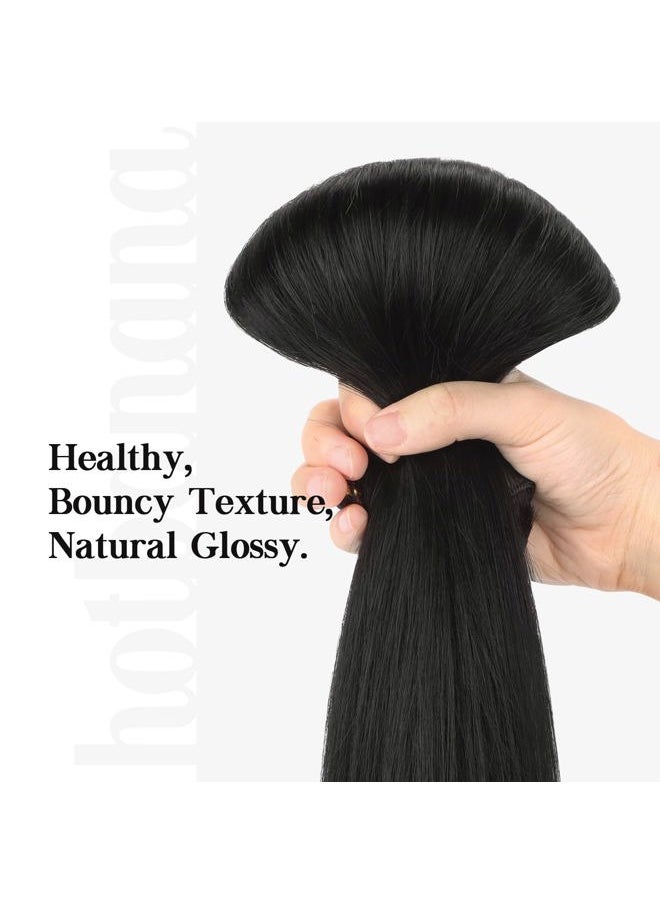 hotbanana - HOTBANANA Human Hair Clip in Hair Extensions, Natural Black 120g Clip in Hair Extensions Real Human Hair Straight Remy Hair Clip in Hair Extensions 22 Inch 7pcs - Image 1