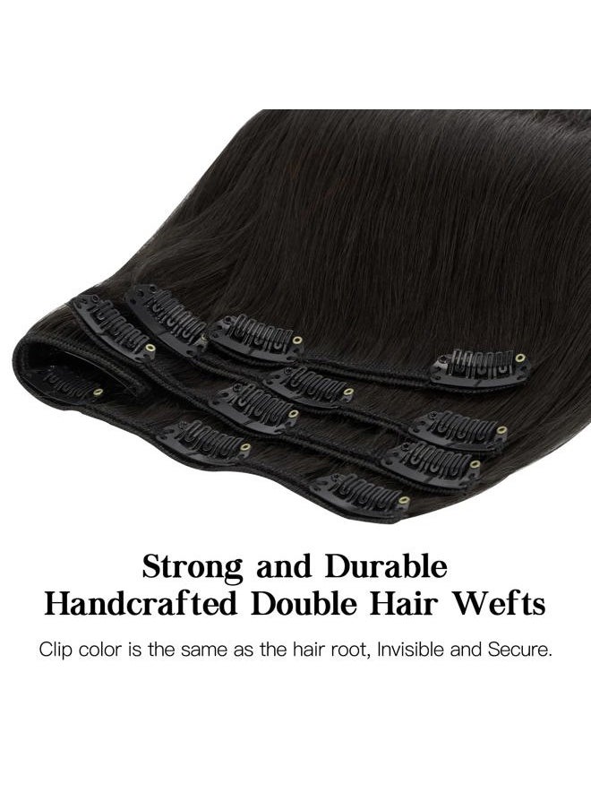 hotbanana - HOTBANANA Human Hair Clip in Hair Extensions, Natural Black 120g Clip in Hair Extensions Real Human Hair Straight Remy Hair Clip in Hair Extensions 22 Inch 7pcs - Image 1