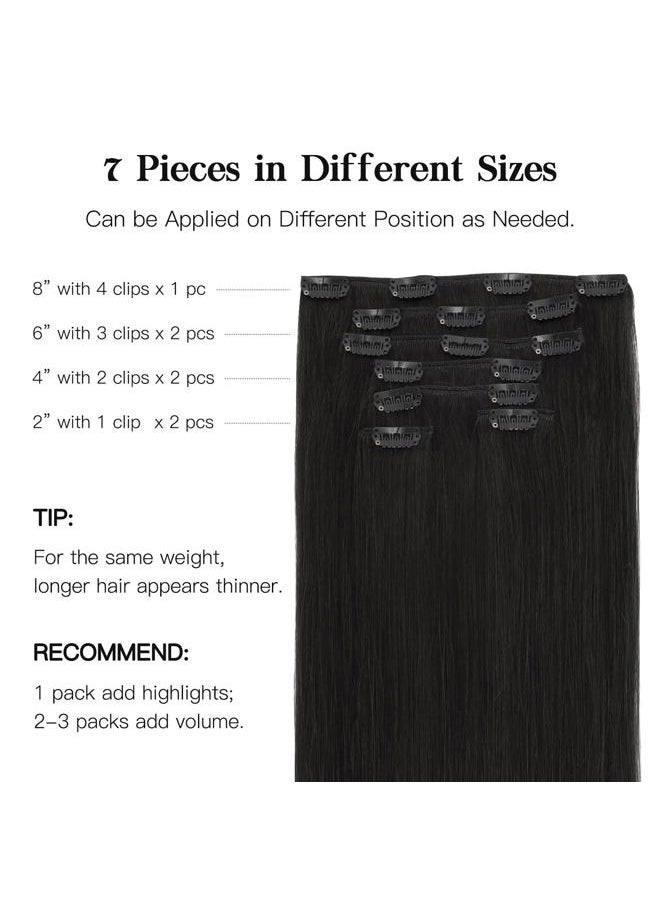 hotbanana - HOTBANANA Human Hair Clip in Hair Extensions, Natural Black 120g Clip in Hair Extensions Real Human Hair Straight Remy Hair Clip in Hair Extensions 22 Inch 7pcs - Image 1