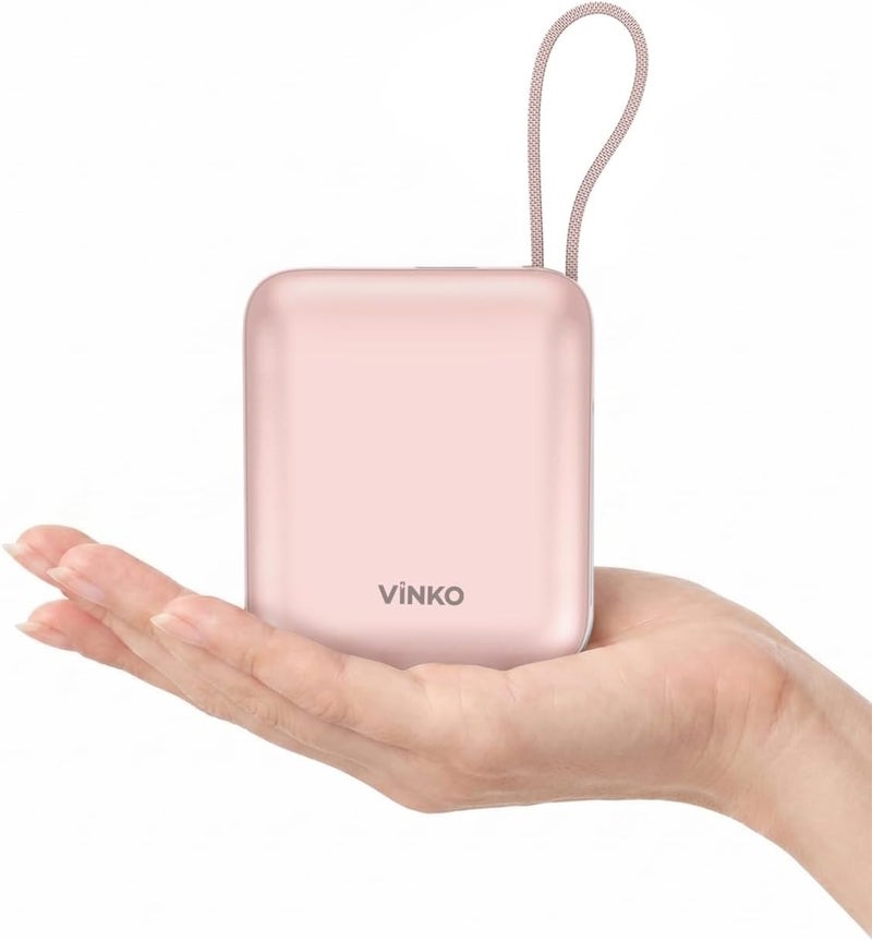 Vinko بنك طاقة سعة 10000 مللي أمبير، شحن سريع بقدرة 22.5 واط، بنك طاقة محمول فائق الصغر مع كابلات مدمجة، 3 مخارج، شاشة LED، شاحن سفر بحجم الجيب لأجهزة iPhone 17/16/15 وSamsung S25/24 وأندرويد (رمادي) - Image 1