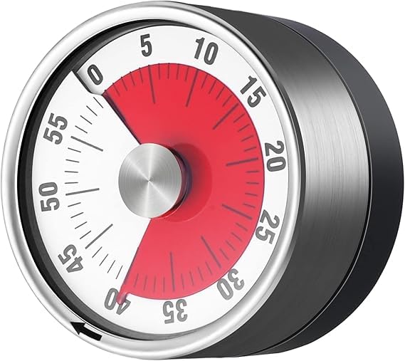JAMBUVANTI Kitchen Timer 60min Countdown Mechanical Timer No Battery Needed Stainless Steel Countdown Timer for School Classroom Teaching Cooking Office StopWatch Type Analog Magnetic Base Cooking Timer - Image 1